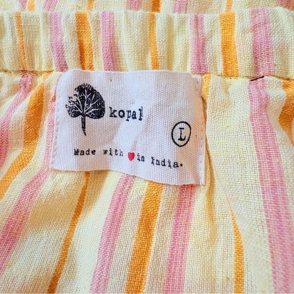 Anthropologie L Kopali Yellow Pink Mustard Striped Strapless Shorts Jumpsuit - Picture 11 of 15